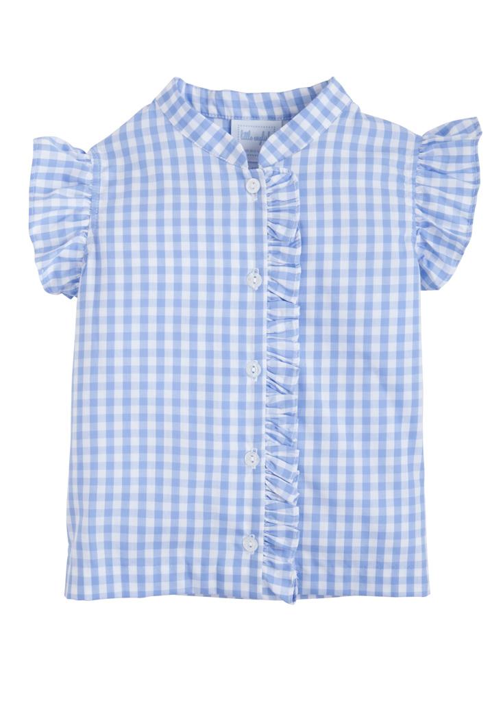 Flutter Blouse - Cornflower Gingham