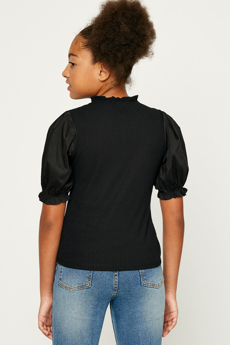Pleated Cinched Sleeve Top