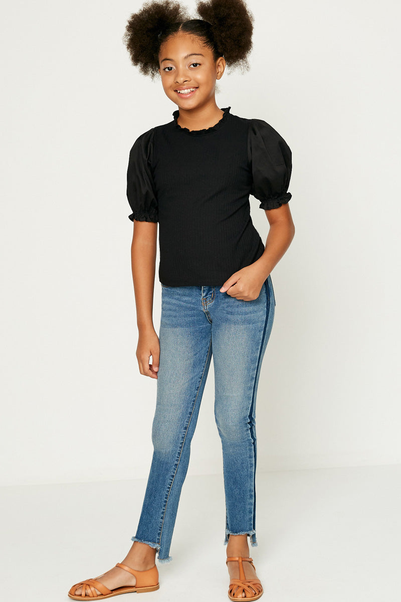 Pleated Cinched Sleeve Top