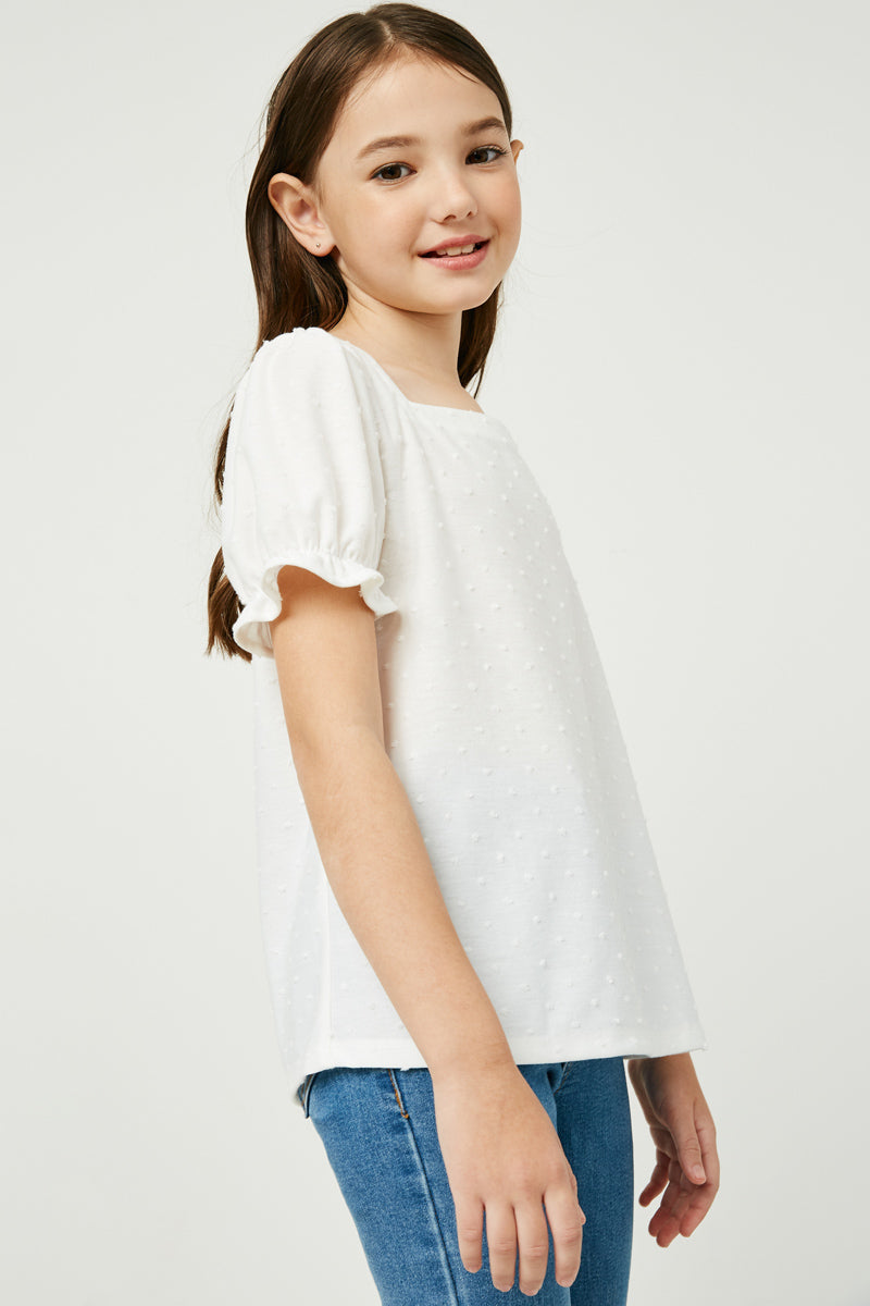 Square Neck Swiss Dot Knit Top