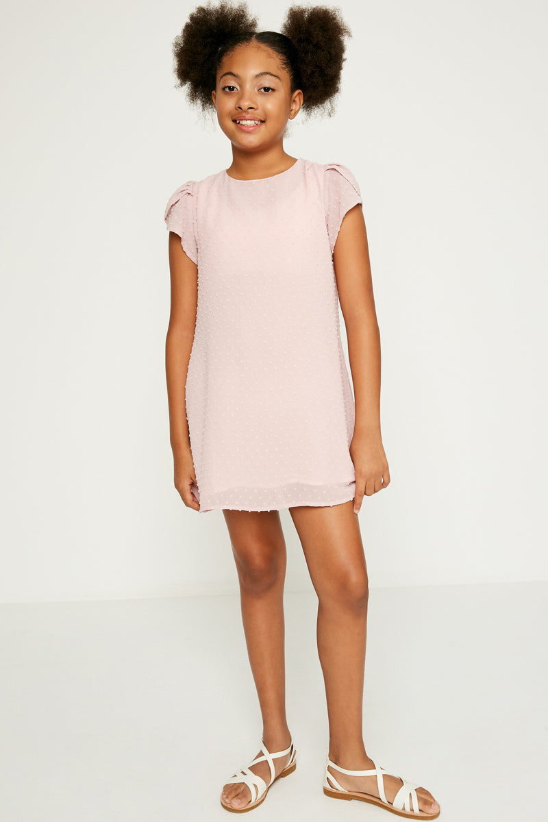 Textured Shift Dress - Pink