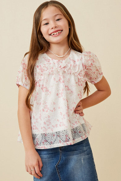 Floral Eyelet Lace Ruffle Top