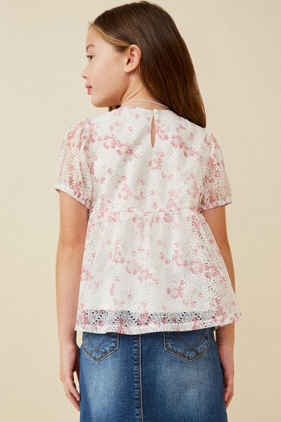 Floral Eyelet Lace Ruffle Top