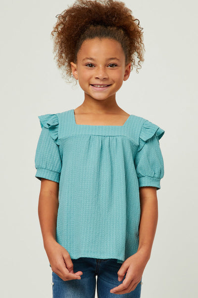 Textured Knit Ruffle Square Top