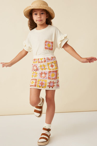 Crochet Quilted Mini Skirt - Lav