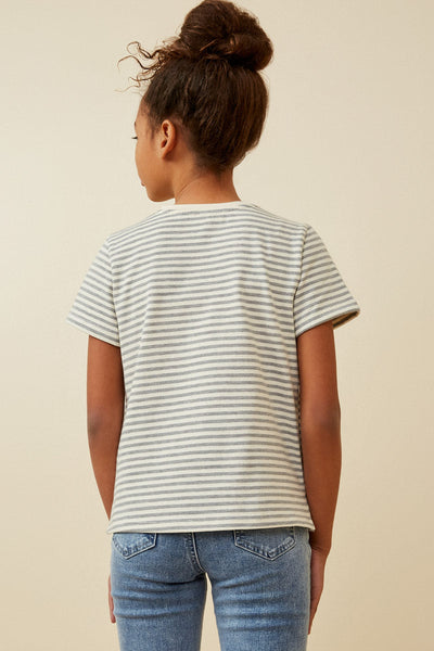 Sequin Heart Patch Striped Tee