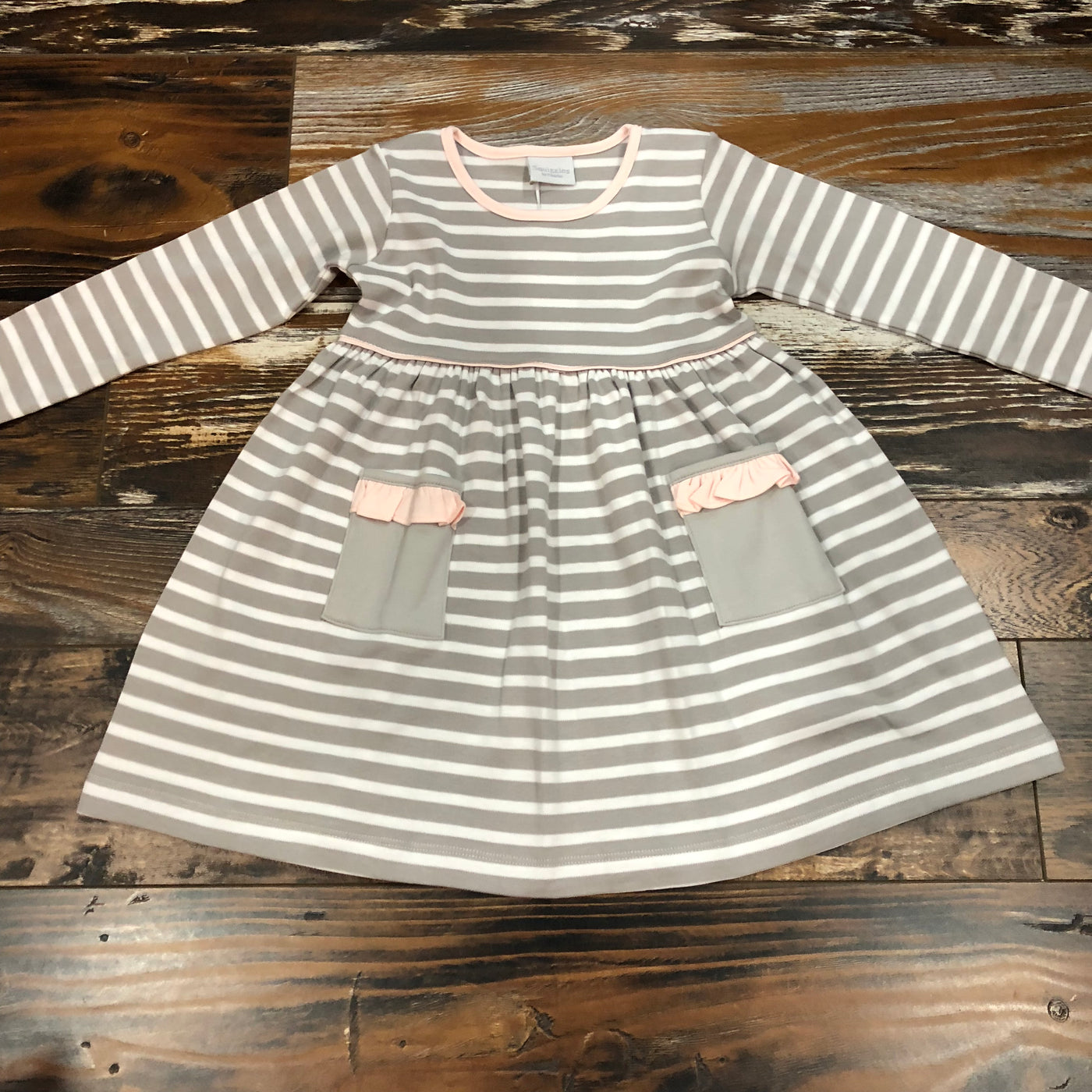 Popover Dress w/ Pockets - Gray Stripe