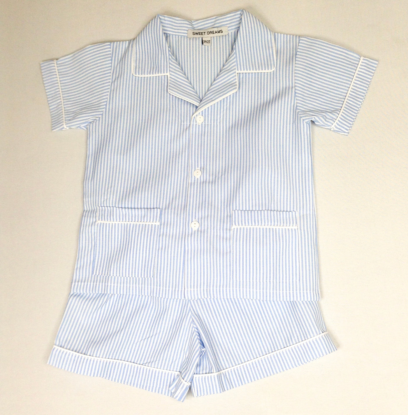 Short Sleeve Blue Stripe Pajama Set