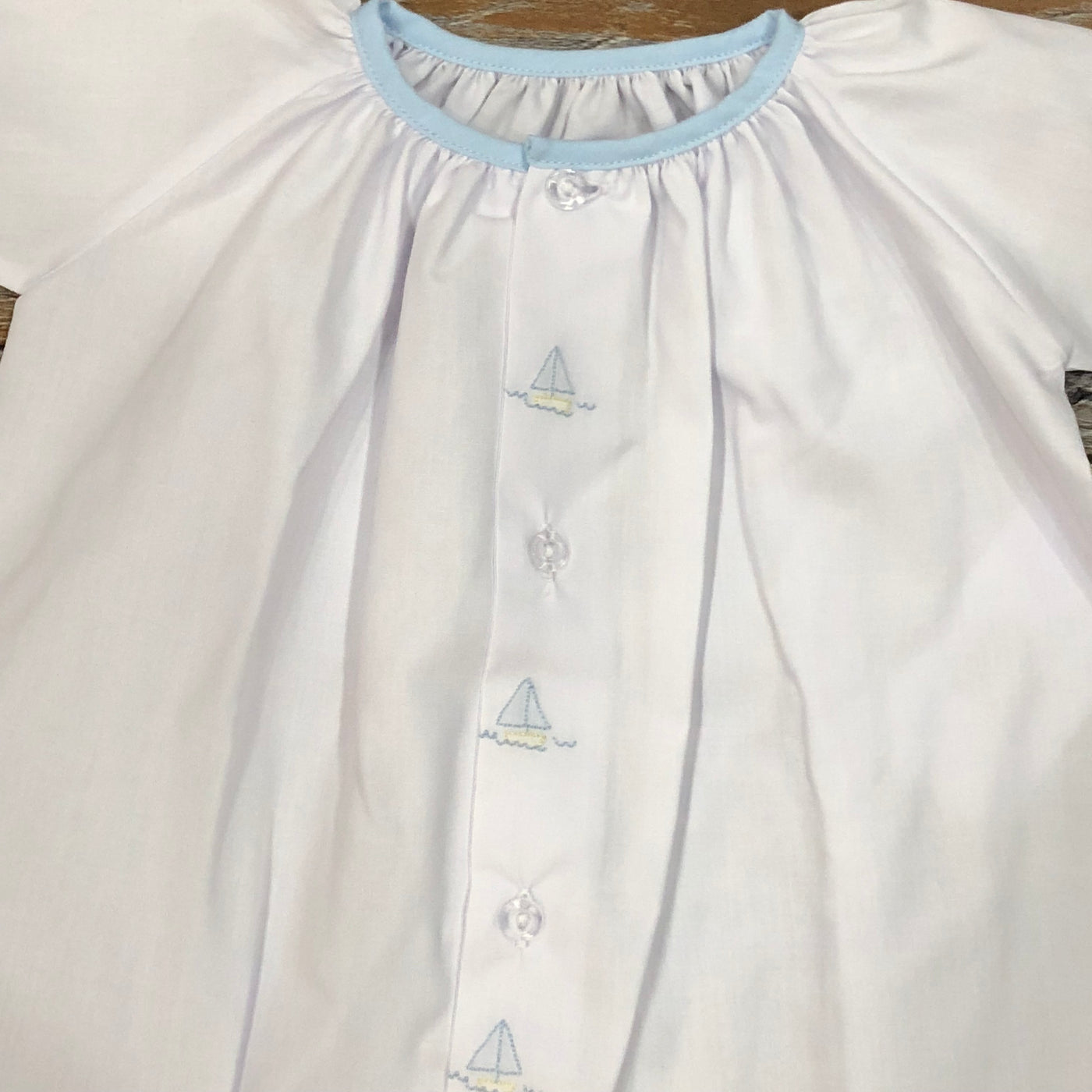 Day Gown - White w/ Sailboats