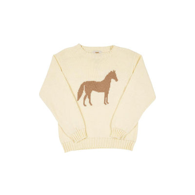 Isaac's Intarsia Sweater- Horse/Palmetto Pearl