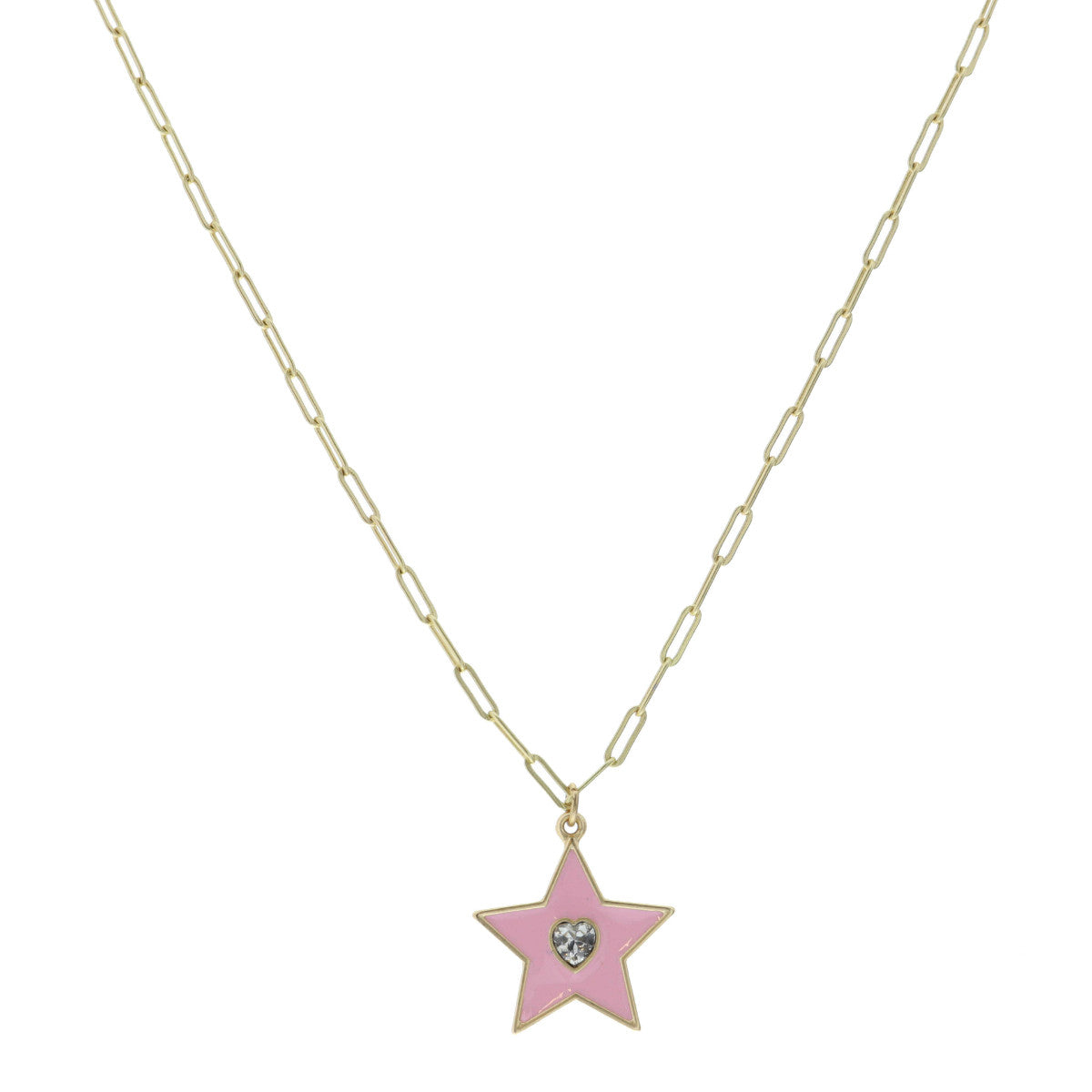 Kids 14" Pink Star Crystal Necklace