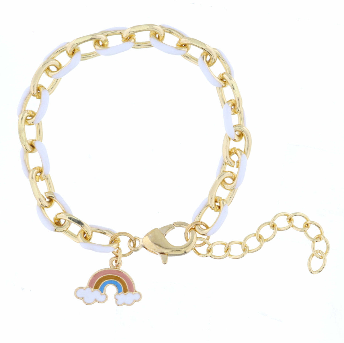 Kids White Enamel Chain & Mulit Enamel Rainbow Bracelet