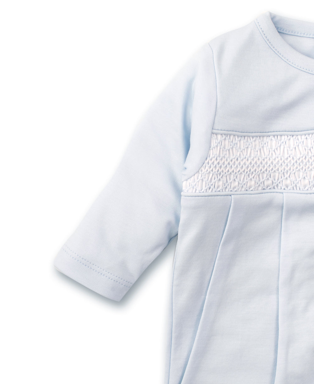 Kissy Footie with Hand Smocking -Lt Blue