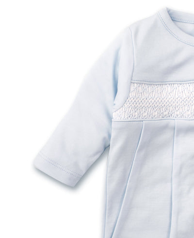 Kissy Footie with Hand Smocking -Lt Blue