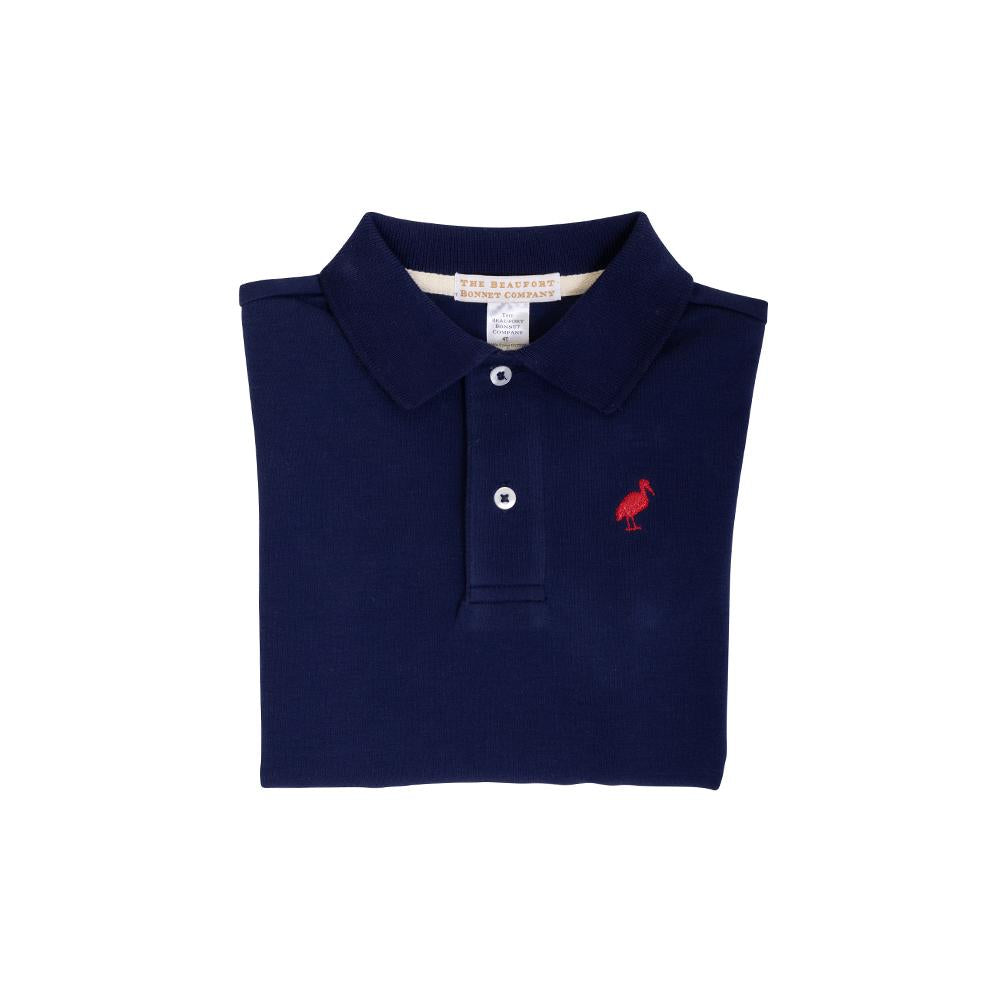 Prim and Proper Polo LS - Pima - Nantucket Navy/Richmond Red