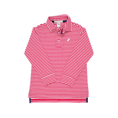 Prim and Proper Polo LS Pima-RR Stripe/Multi Stork