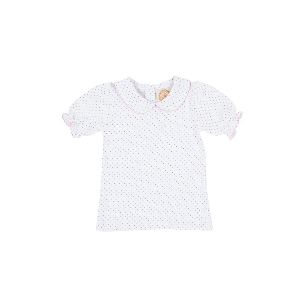 Maude's Peter Pan Collar Shirt-Pima Ruffle SS-BB Microdot/HHP