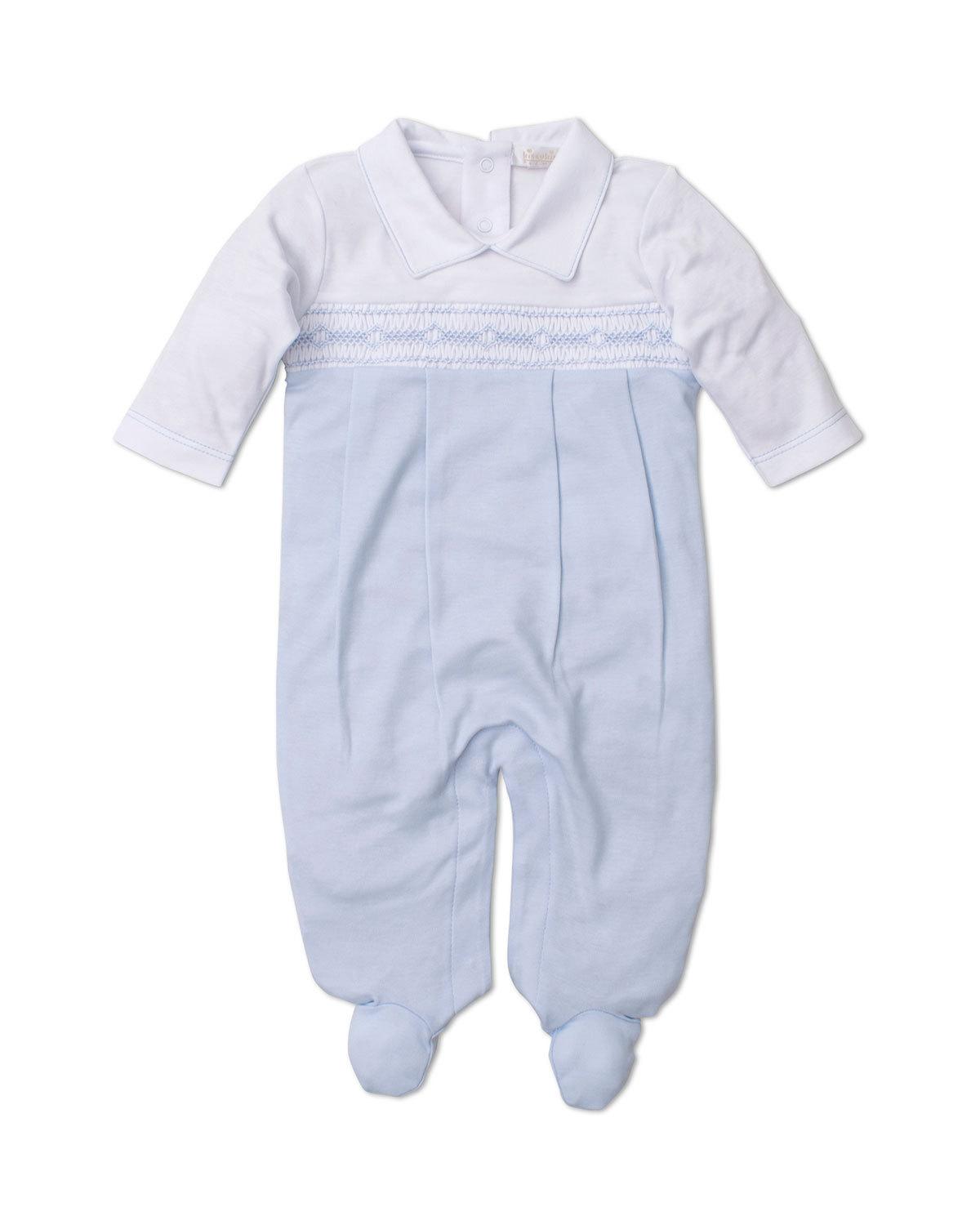 Light Blue Smocked Fall Medley Footie