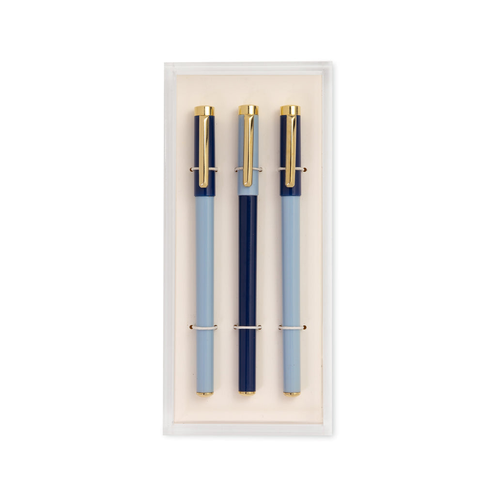 Pen Set with Tray Navy & Blue Colorblock