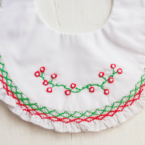 Smocked Ruffle Holiday Bib