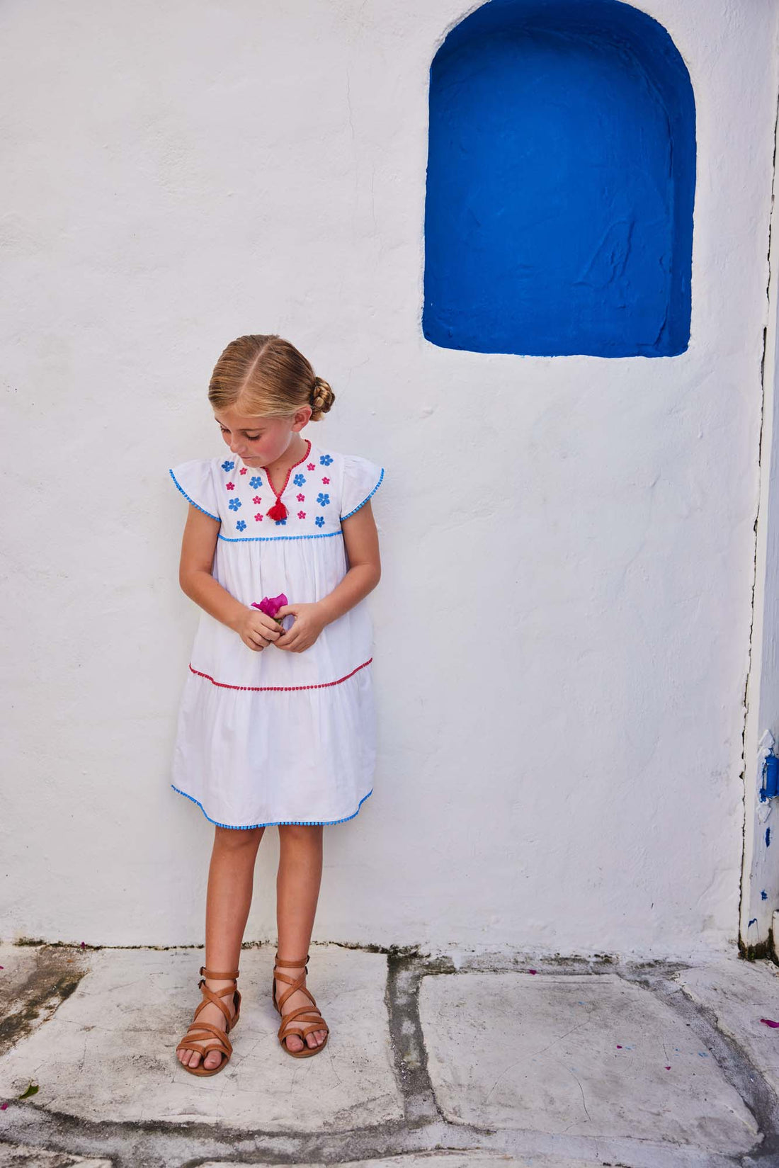 Positano Dress - White Embroidered