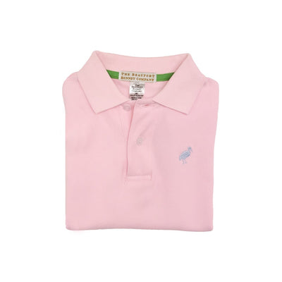 Prim and Proper Polo- SS- Palm Beach Pink/Buck Blue Stork- Pima