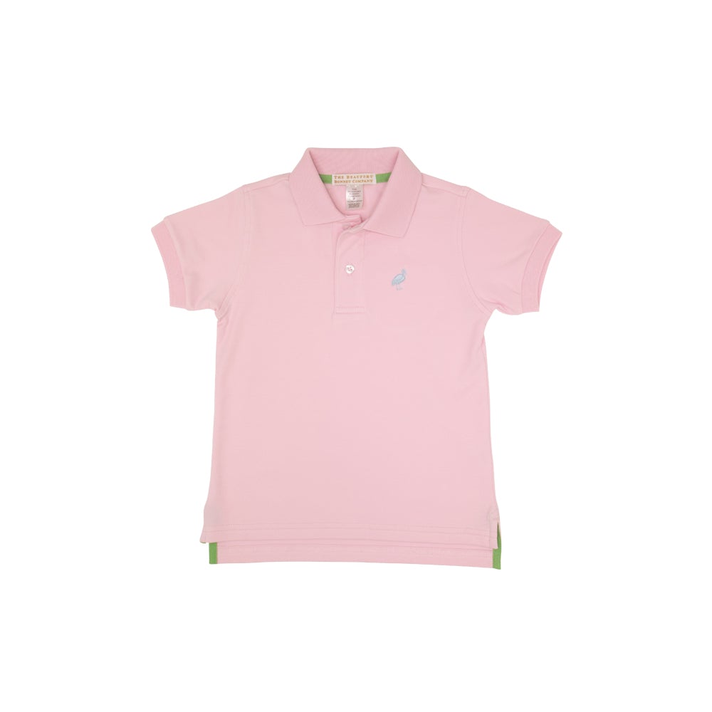 Prim and Proper Polo- SS- Palm Beach Pink/Buck Blue Stork- Pima