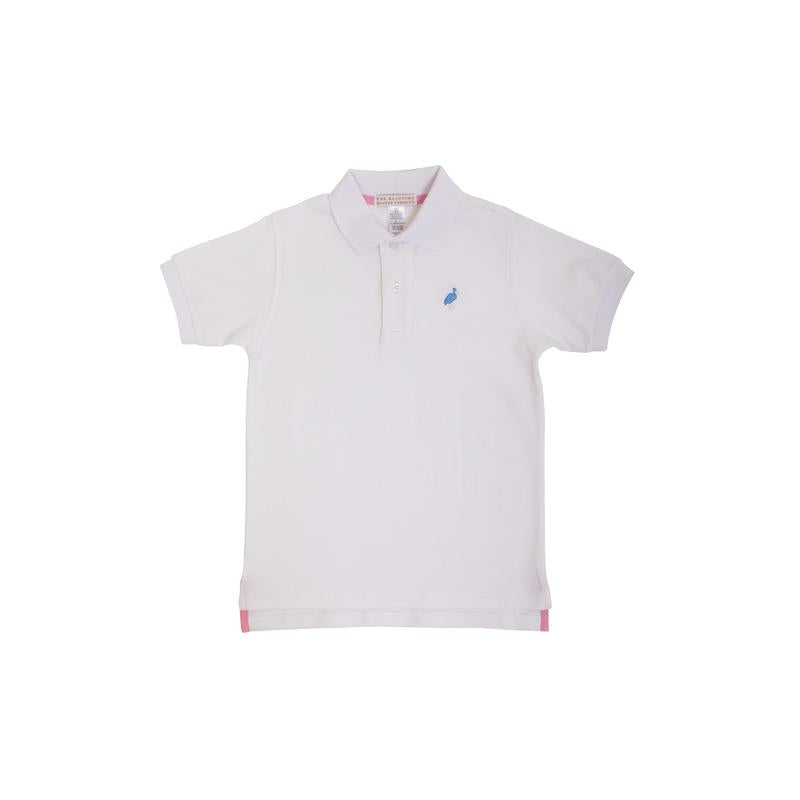 Prim and Proper Polo - SS Pima - White/Barbados Blue/Yellow Stork