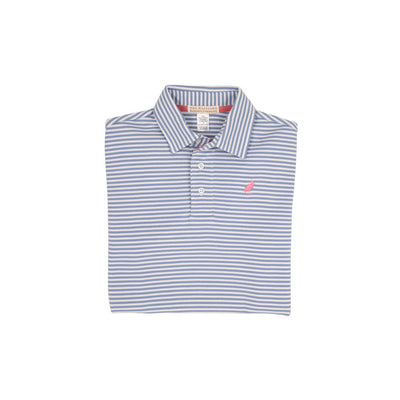 Prim and Proper Polo-Park City Periwinkle Stripe/Buck Blue Stork- SS Pima
