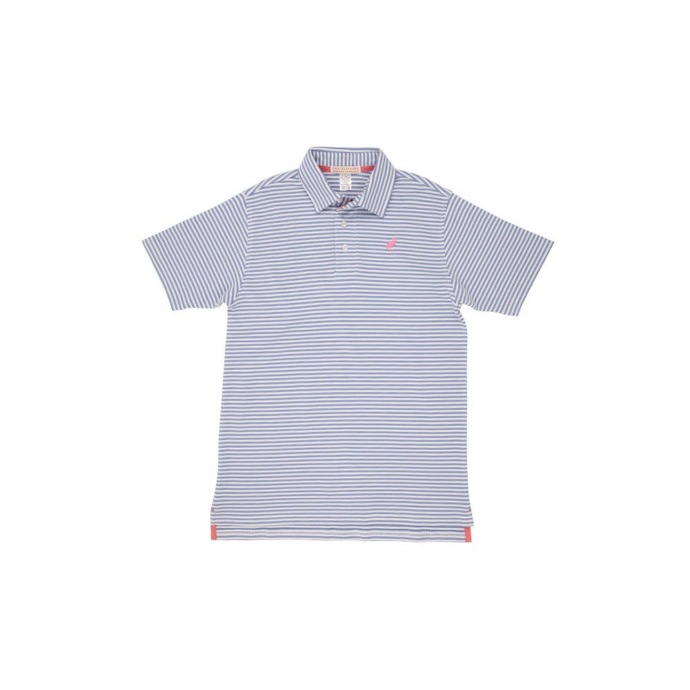 Prim and Proper Polo-Park City Periwinkle Stripe/Buck Blue Stork- SS Pima