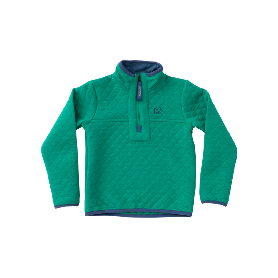 Quilted Zip Pullover -Tennis Court