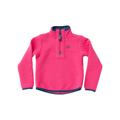 Quilted Zip Pullover -Shocking Pink