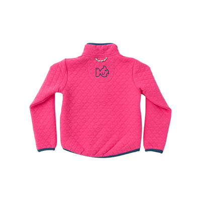 Quilted Zip Pullover -Shocking Pink