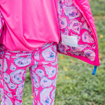Girl's Athletic Legging - Oyster Shell Shocking Pink