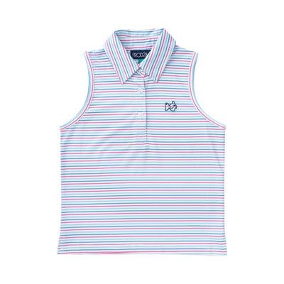 Women's Pro Performance Sleeveless Polo - Strawberry Moon Stripe