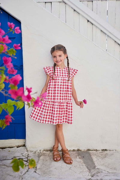 Positano Dress - Raspberry Scallop