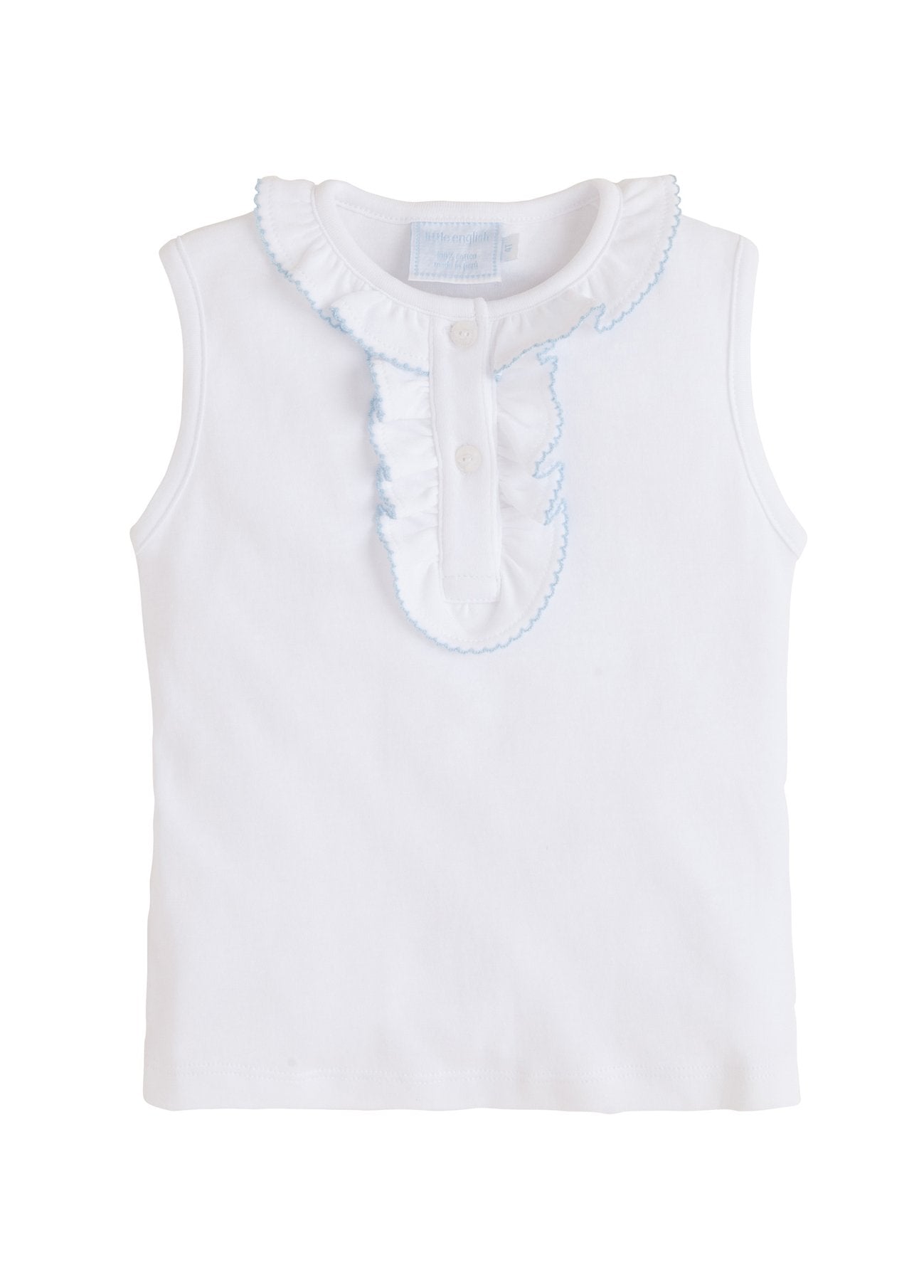 Ruffled Henley - Light Blue