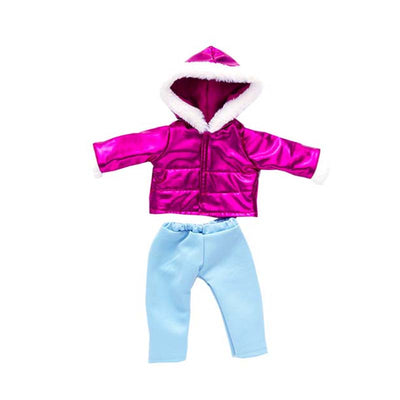18" Doll Pink Shiny Jacket w/ Blue Leggings
