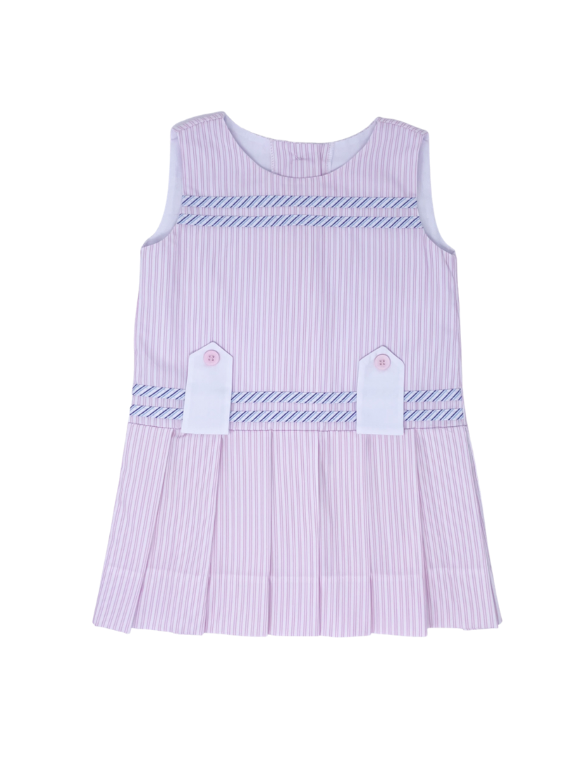 Magnolia Dress - Pink/Blue Pinstripe