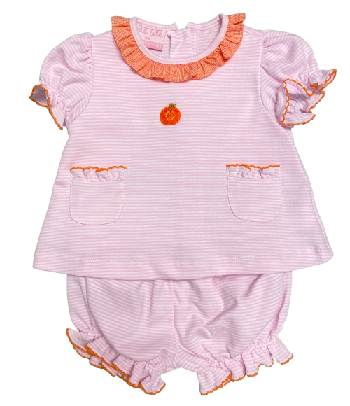 Pumpkin Bloomer Set - Lt Pink Stripe Knit