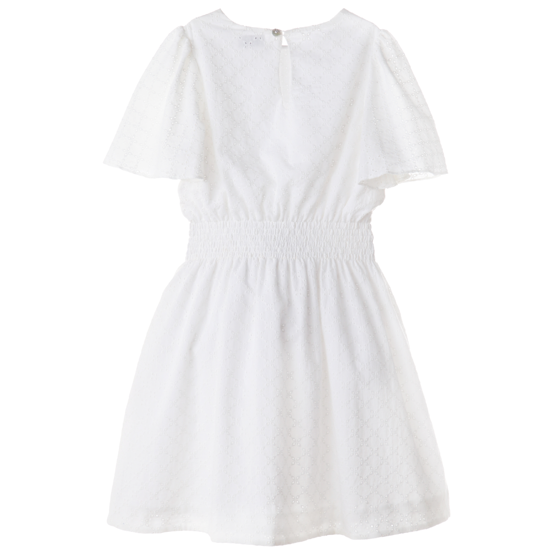 Samantha Smocked White Eyelet Dress