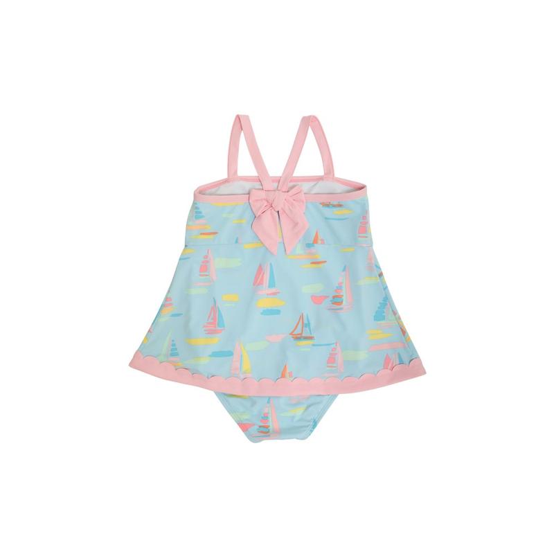 Stratford Scallop Swimsuit - Sandyport Sailboats w/ Palm Beach Pink