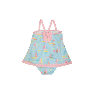 Stratford Scallop Swimsuit - Sandyport Sailboats w/ Palm Beach Pink