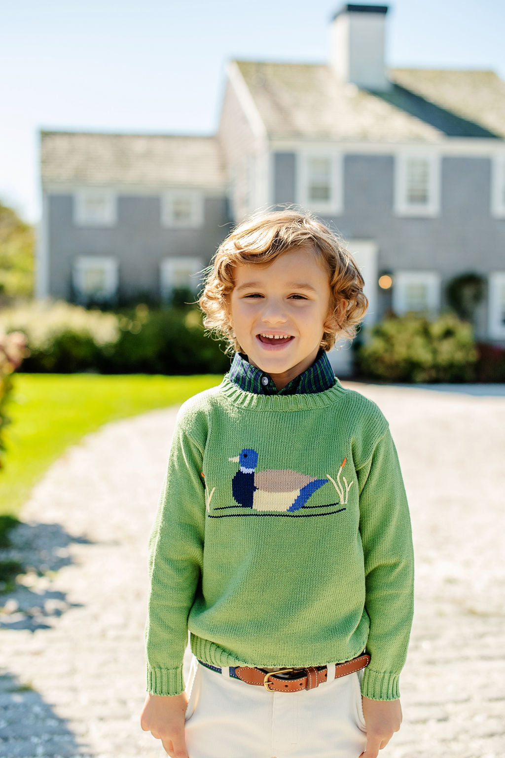 Isaac's Intarsia Sweater - Mallard/Grenada Green