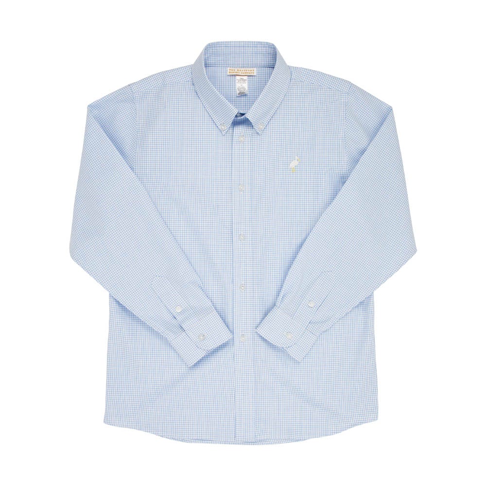 Dean's List Dress Shirt- BuckBlue Mini Check/Multi Stork
