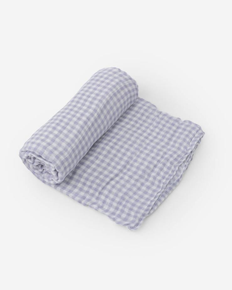 Deluxe Single Swaddle - Lavender Gingham