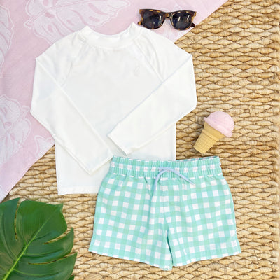 Tortola Swim Trunks - Sea Island Seafoam/Grace Bay Green Gingham