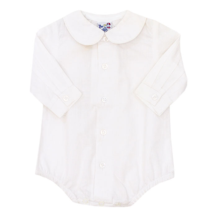 White Peter Pan Collar L/S Bodysuit - Boys (Buttons in Front)