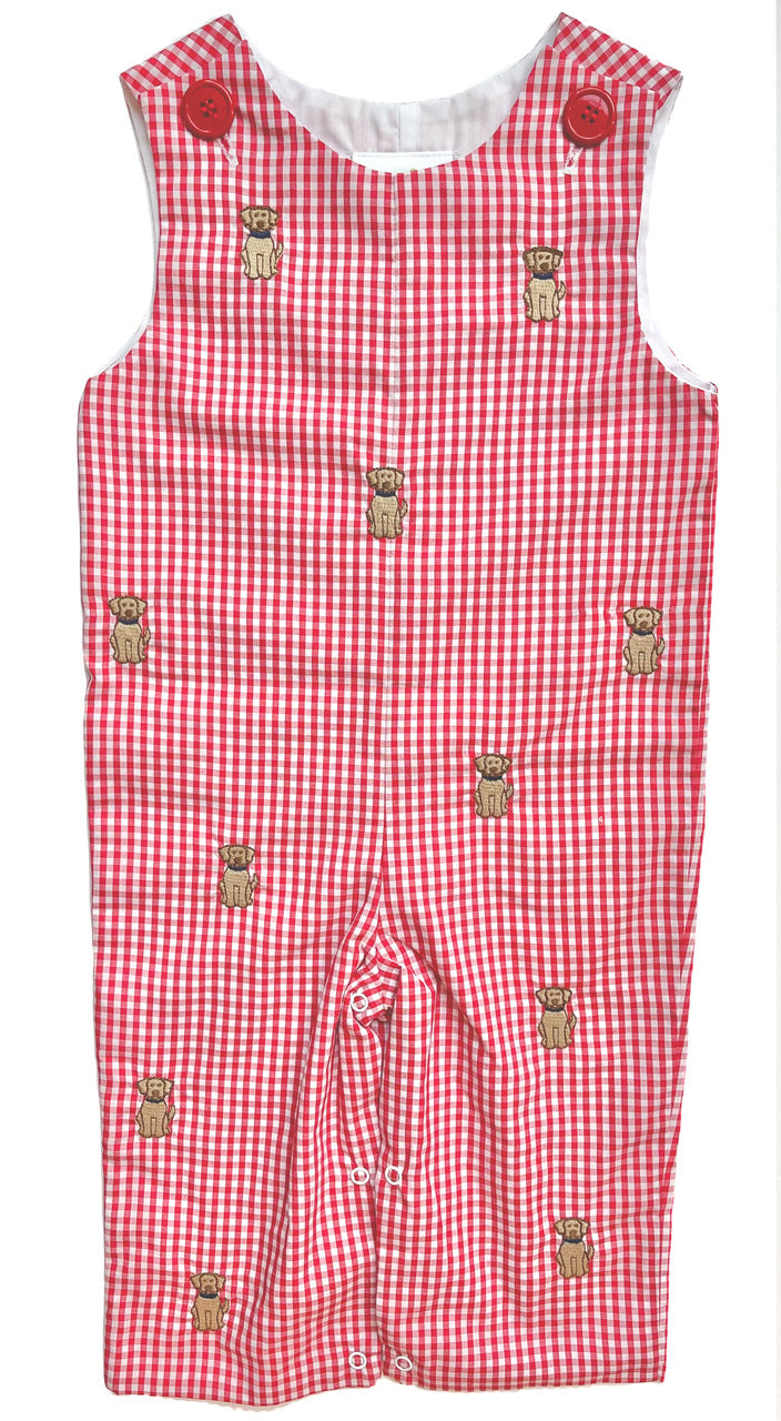 Embroidered Labrador Longall-Red Check