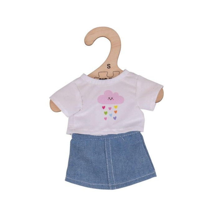 White T-Shirt & Denim Skirt -10" Dolls